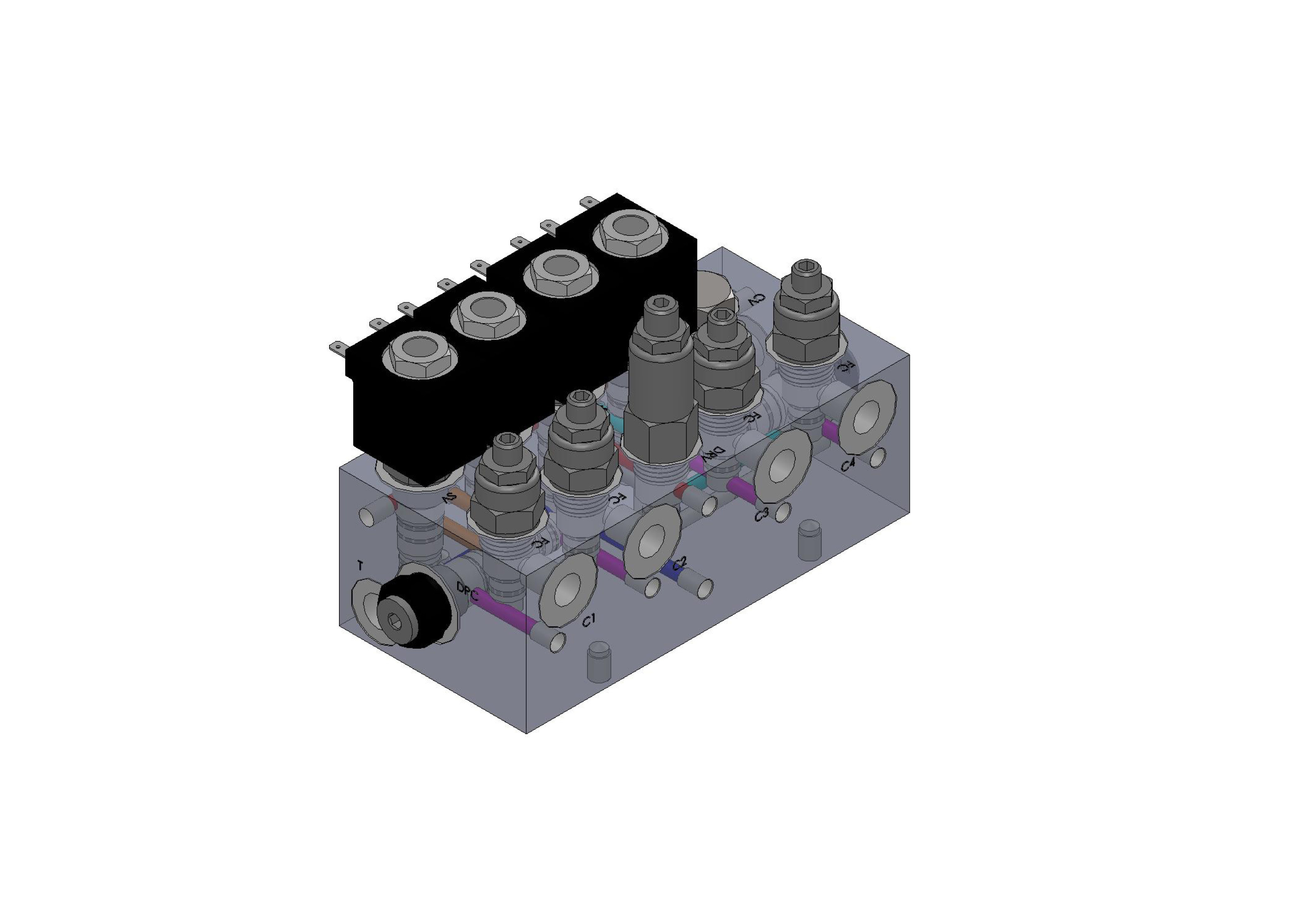 Hydraulic Lift Cylinder Hydraulic Manifold Block With Solenoid Cartridge Valves