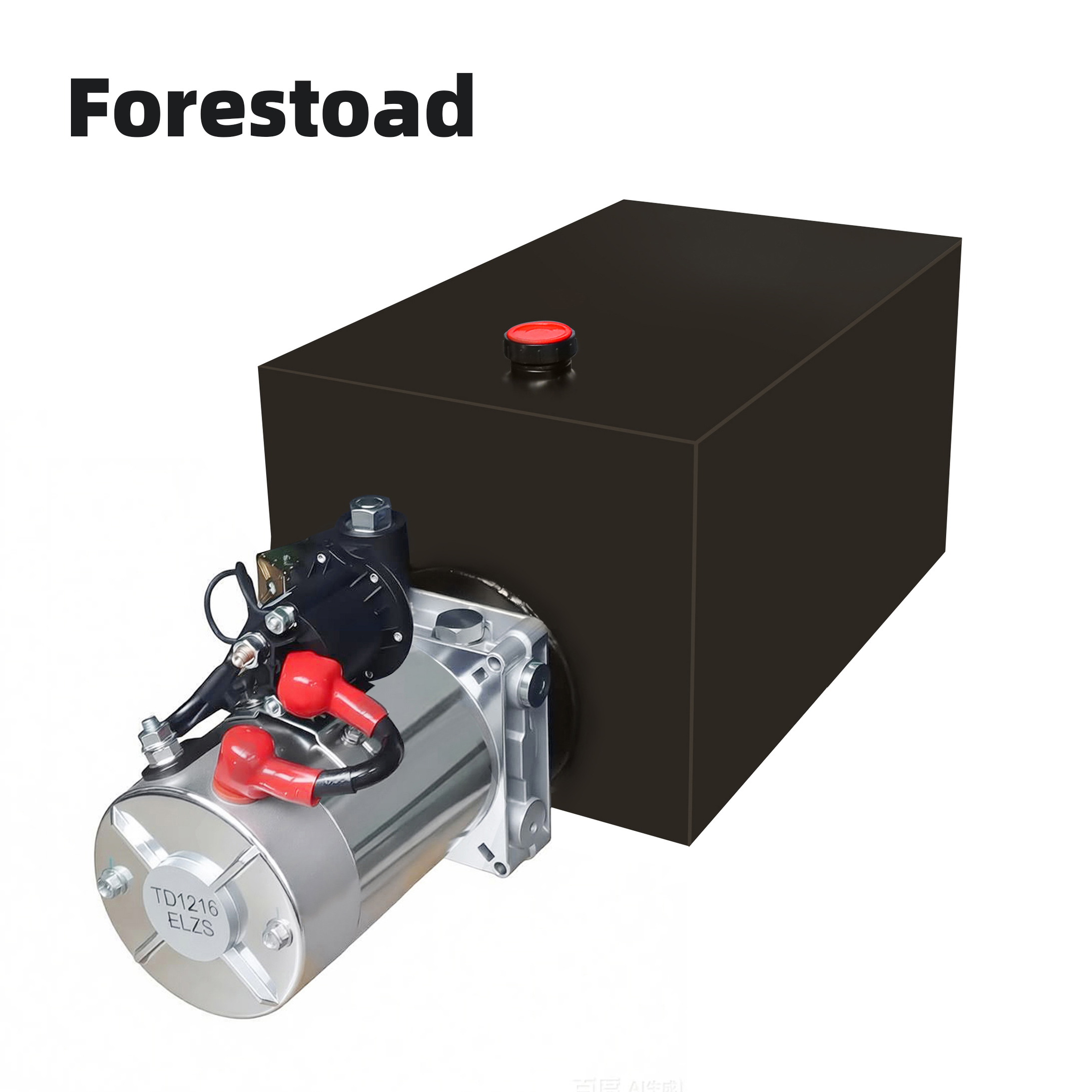 Forestoad 10 Quart Hydraulic Power Unit Single Acting 12V/DC Hydraulic Pump for Dump Trailer Car Lifting, SAE#6 Connector,2 GPM Flow Rate, 3200 PSI Max Relief Pressure, Metal Reservoir 2.5 Gal
